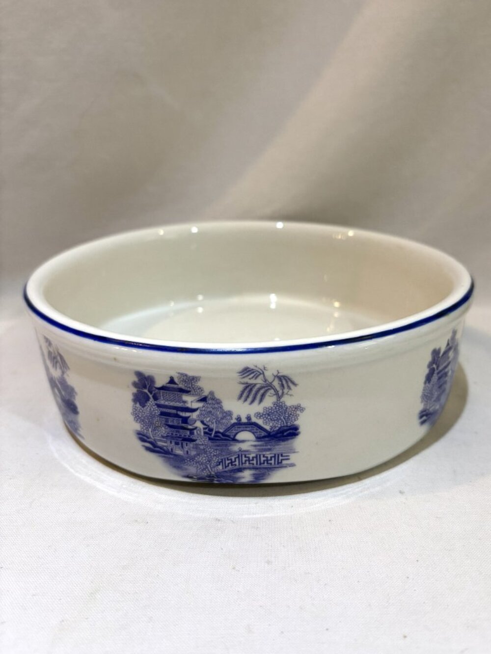 Vintage Hall China Blue Willow Stoneware Dish Planter Casserole